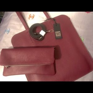 NWT genuine leather modern tote or Laptop bag